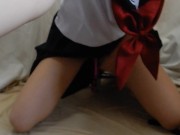 ピストンバイブ入れながら乳首弄るセーラー服 2/16