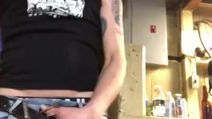 Dirty tattoo white boy VERBAL smoking CLOSE UP COCK CUM