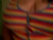 Latina shows off huge natural bouncy tits 