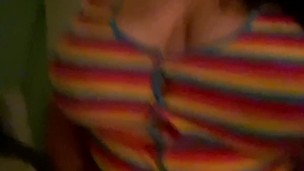 Latina shows off huge natural bouncy tits 