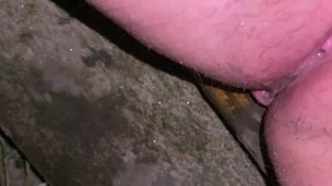 Sitting on my backyard steps squirting 