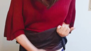 japanese crossdresser masturbation / イヤらしい音をクチュクチュ立てながらホル乳女装手コキオナニー