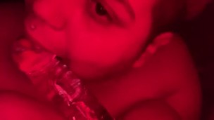 Bbw sucks dildo very sloppy dildo pov