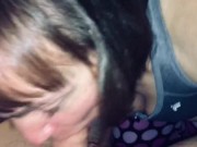 Mature Hotwife sucking our friends cock while I watch and comment. I love watching her suck cock