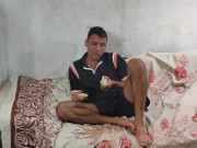 Divided in half, and ate both halves. 10/16