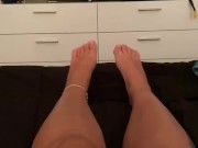 Getting wet just rubbing my feet 