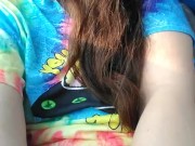 PinkMoonLust from ONLYFANS is Hippie Slut in Passenger Seat of Car Showing HAIRY Pussy in Public 10/16