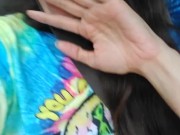 PinkMoonLust from ONLYFANS is Hippie Slut in Passenger Seat of Car Showing HAIRY Pussy in Public 15/16