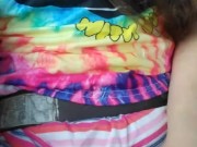 PinkMoonLust from ONLYFANS is Hippie Slut in Passenger Seat of Car Showing HAIRY Pussy in Public 9/16