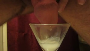 Cumming in a glass, ready to drink