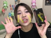 A cute Japanese sex toy shop clerk introduces the latest Japanese condoms 11/16