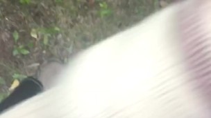Almost caught by a cyclist approaching us as my wife whipped out my cock to take a piss in the bush.