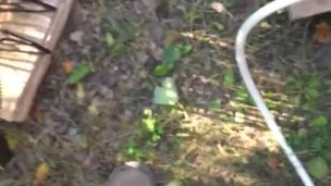 POV of me pissing all over the Septic Hose from the camper.