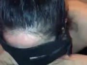 Deepthroat sucking man hardcore until he cums in my face and mouth