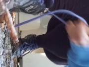 Nerdy Faery Does A Standing Piss In The Outhouse 12/16