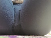 A great hot wet orgasm inside yoga pants in a public outdoor garden 16/16