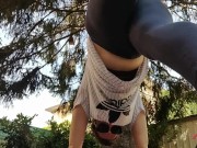 A great hot wet orgasm inside yoga pants in a public outdoor garden 2/16