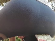 A great hot wet orgasm inside yoga pants in a public outdoor garden 5/16