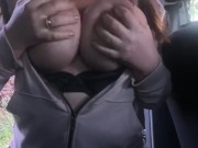 showed big tits in the car 7/16