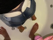 BlowJob and cum on my Ass then clean by he Pee on my ass in jeans Full Video on ModelHub 13/16