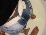 BlowJob and cum on my Ass then clean by he Pee on my ass in jeans Full Video on ModelHub 9/16