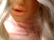 Reni Take Over Small Extra! Blonde female mask Reni close up