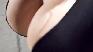 SUPER HUGE S CUP FAKE SILICONE TITS AND 6 INCH HEELS! FIRST TIME CROSSDRESSER IN PUBLIC PARK