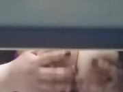 Playing with my big oiled tits 15/16