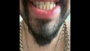 Tongue ASMR sticking out with teeth! Suck my tongue please 