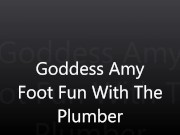 Foot Fetish Fun With The Plumber. Fake cum Dildo Soles Amy Wynters Feet 1/16