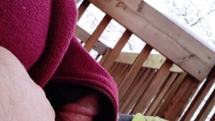 Risky Public Jerk On My Balcony In Winter (Part 1 - No Cum)