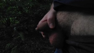 Short dick pissing in the forest