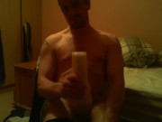 Sitting on chair watching porn fucking a felsh light till I ejaculate 10/16