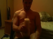 Sitting on chair watching porn fucking a felsh light till I ejaculate 12/16