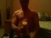 Sitting on chair watching porn fucking a felsh light till I ejaculate 16/16