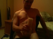 Sitting on chair watching porn fucking a felsh light till I ejaculate 8/16