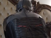 Miss Maskerade Latex Couple play in full rubber. Miss Maskerade in slave bound and gag by Master 12/16