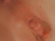 busty blonde cums several times. giant dildo. urine
