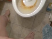 Dirty Talking Camgirl Slut TRIES to Pee into Toliet Standing Up & FAILS! Pissy Mess Bathroom Floor!! 1/16
