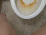Dirty Talking Camgirl Slut TRIES to Pee into Toliet Standing Up & FAILS! Pissy Mess Bathroom Floor!! 5/16