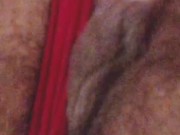 Super up close wet and sticky big lip hairy pussy rub asmr