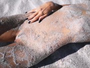 Stranger finds a perfect tanned skinny brunette on a nudist beach and gives her a hot piss 15/16