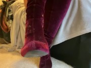 Velvet boots dirty feet