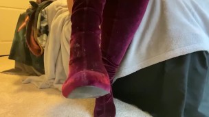 Velvet boots dirty feet