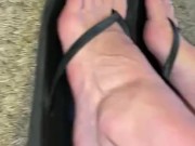 POV Flip Flops Showing Off Skinny Feet and Toes