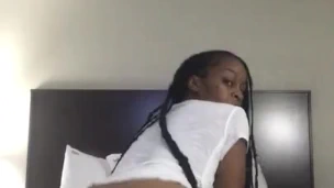 Big Tit Ebony Wet Pussy Tease W/ Rose Anal Plug