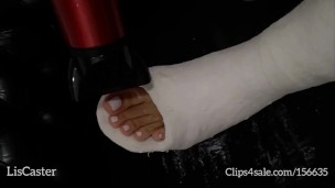 PREVIEW - KIFFA SHOWING TOES IN WHITE PEDI - TOE RING - PLASTER WITH TOE PLATE