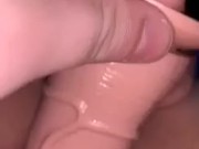 Girlfriend Fucks Herself with Big White Dildo 