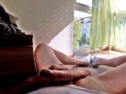 Window Masturbation - Stroking my hard cock while neighbors maybe saw me made me cum and moan :P