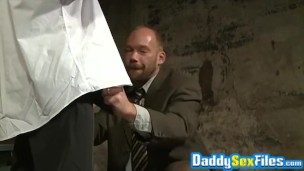 Bearded daddy Mike Tanner fed jizz after deepthroat blowjob